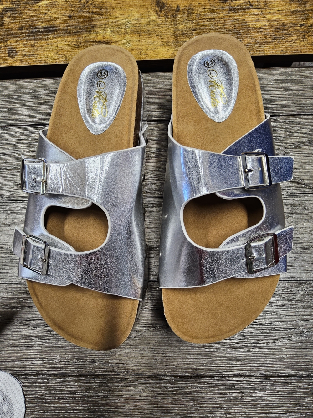 Silver Double-Buckle Platform Sandals - Women